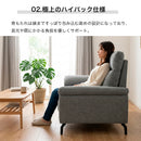 ソファー 3人掛け 2.5人掛け ハイバック ソファ 引っかき傷に強い ペット 傷対策 背もたれ脱着式 搬入楽々 コンパクト ローソファー ファブリック 布張り リビング カウチ 北欧 おしゃれ アイボリー グレー ブラウン オリーブ キャンペリア 【大型商品】