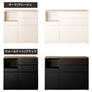 KaguBuy ランピオ キッチンカウンター 90cm幅 120cm幅 完成品 カウンターテーブル 食器棚 レンジ台 キッチン収納 おしゃれ メラミン 木目調 コンセント付き スライド棚 引き出し ソフトクローズ フルオープンレール 北欧 モダン オーク ウォールナット