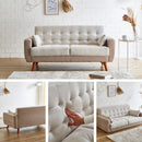 KaguBuy リア ソファ 2人掛け クッション付き 脚取り外し可能 ローソファ 2.5人掛け 2P ソファー かわいい 韓国 ツートン おしゃれ 北欧 木脚 布張り【大型商品】