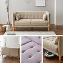 KaguBuy フィア 2.5P ソファ 2人 北欧 木脚 おしゃれ 脚高15cm クッション 上品 モダン ディア— ネイビー ラベンダー グレー ヌード 布 クルミボタン ファブリック ひじ掛け ローソファ【大型商品】