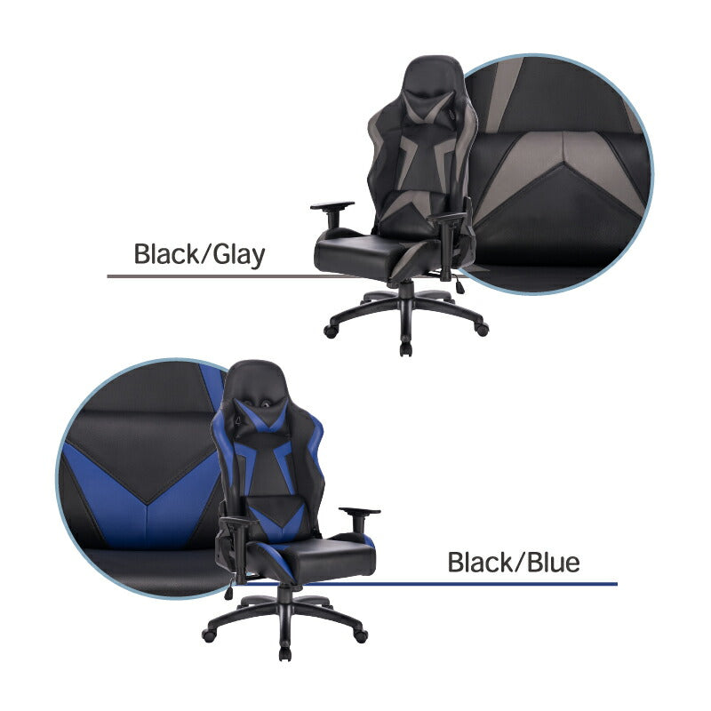 ゲーミングチェア〈ジル〉 ハイバック 無段階 ゲーミングチェア リクライニング チェア 回転  ゲーミングチェアー eスポーツ 合成皮革 レザー 学習椅子 ゲーム 疲れにくい クッション付き