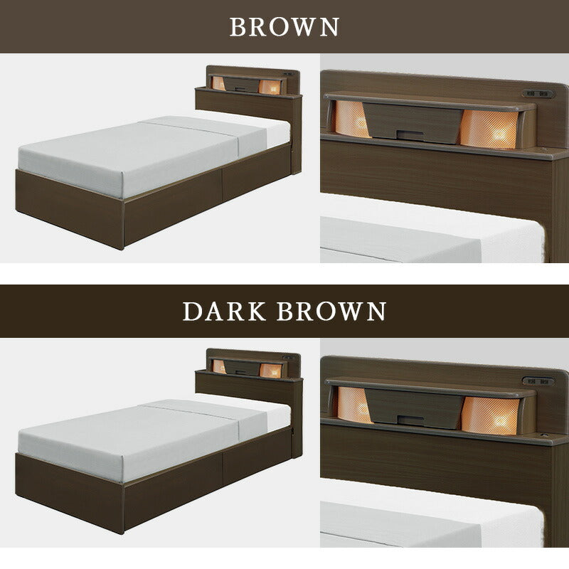 ベッド 寝具 シングルベッド シングル 引き出し付きベッド 収納付きベッド フロアライト付きベッド コンセント付きベッド ベッドフレーム  ブラウン ホワイト ダークブラウン ナチュラル おしゃれ 組み換えベッド